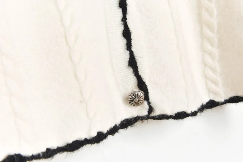 

2020 Autumn Winter Women Ball Twist Sweater Vintage Ladies White Cardigan Floral Knitted Jumper Tops Feminino Botton Loose Coat