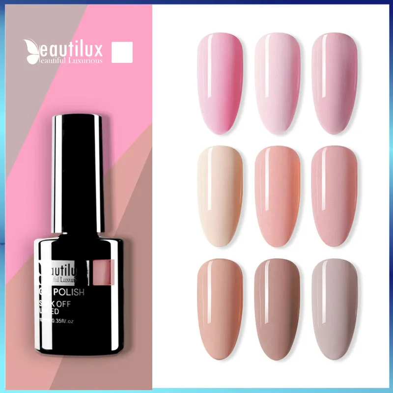 

Beautilux 1pc Natural Elegant Light Pink Rose Skin Color Gel Nail Polish Soak Off UV LED Gels Polish Nail Art Lacquer 10ml