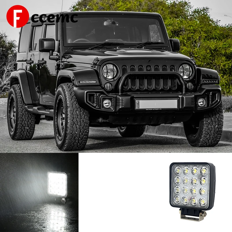 

Fccemc Offroad Led Lamp Suitable For Off-Road Truck 4WD SUV Work Light 4X4 Assessories 6000K 48W 16LED Waterproof 12V 24V