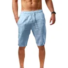 Шорты мужские спортивные однотонные, хлопок и лен, удобные модные повседневные штаны для бега, лето 2021