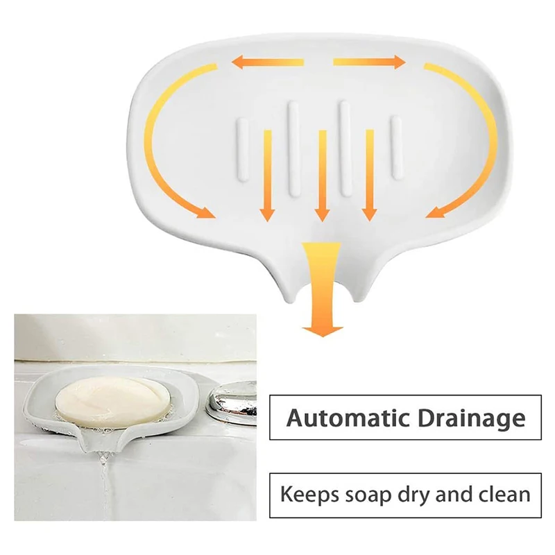 

Silicone Soap Dish Drain Holder Draining Tray Keep Soap Bars Dry Clean for Shower Bathroom J99Store