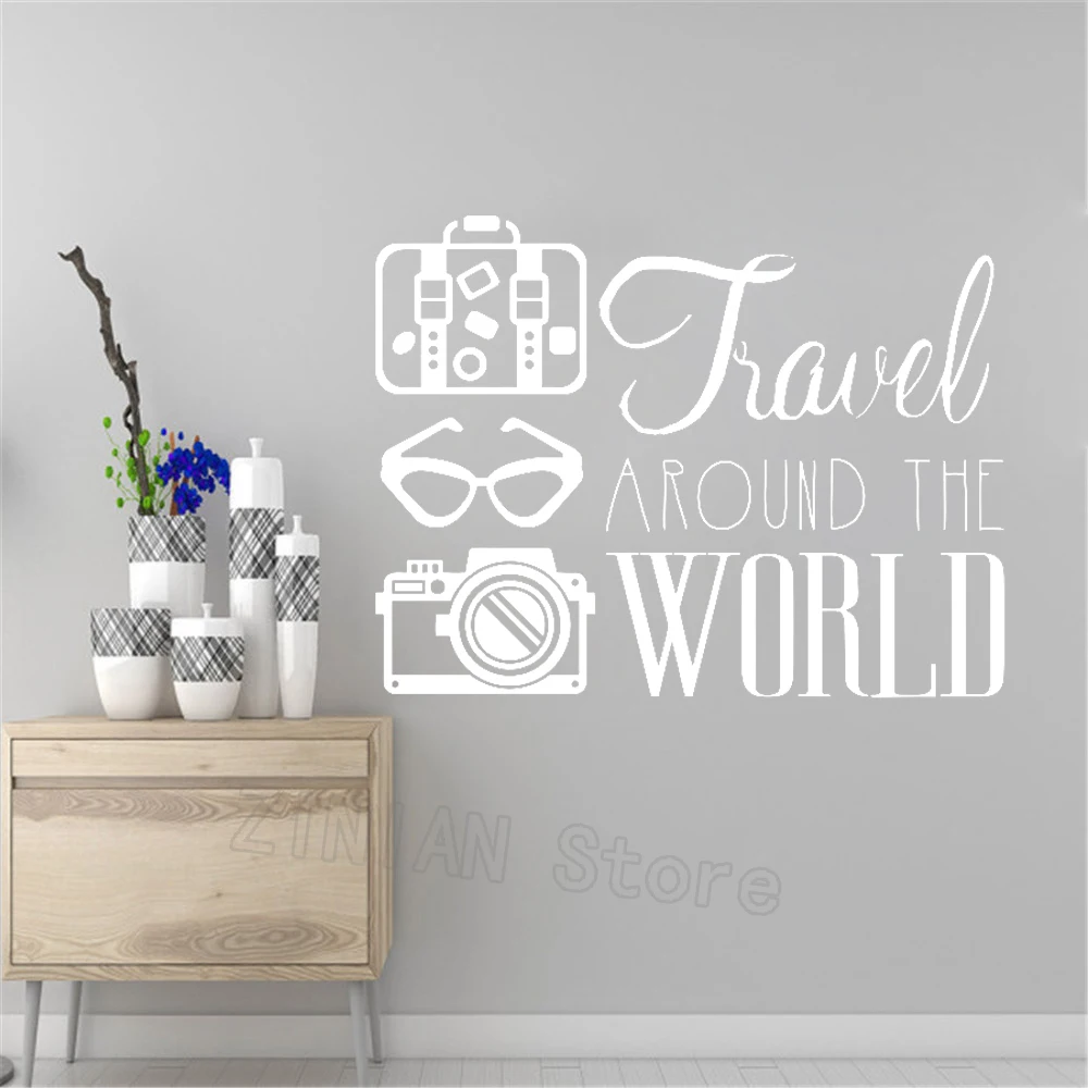 Офисная Настенная Наклейка A557 стикер для спальни путешествий по всему миру