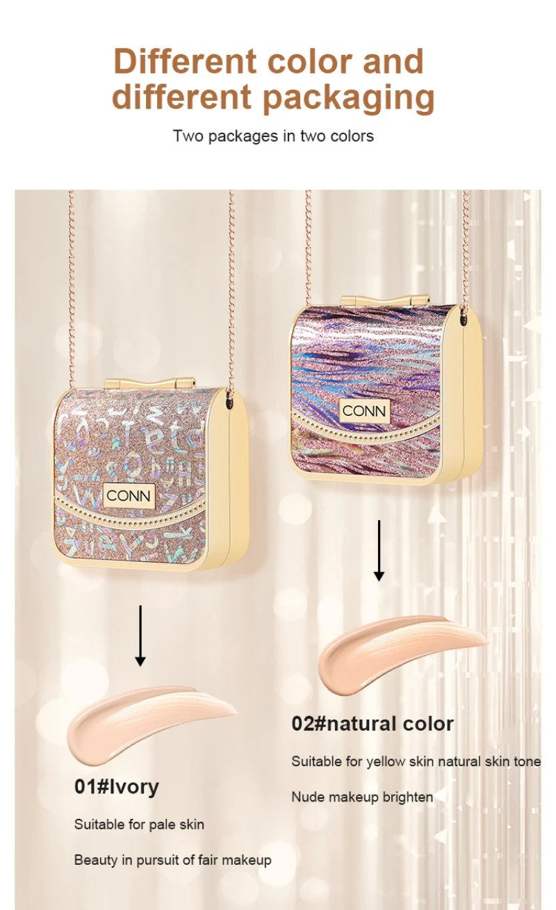 

Luxury Creativity Bag Shape Cushion Cream Whitening BB Cream Moisturizing Lasting Brighten Skin Colour Natural Concealer TSLM1