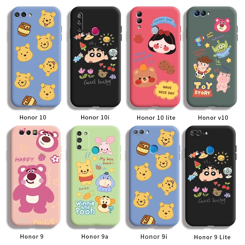 

For Honor 10 10i 10 lite v10 9 9a 9i 9 Lite casing with Cartoon comic pattern Back Cover silica gel case