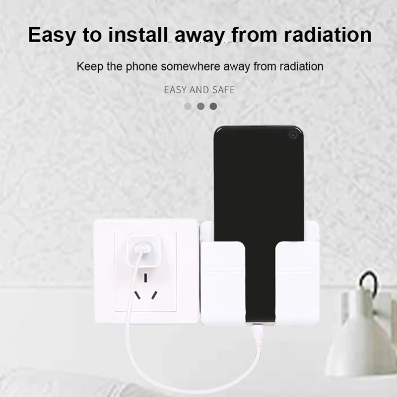 Mobile Phone Charging Holder Wall Mounted Organizer Remote Control Storage Box Cellphone Hanging Bracket | Дом и сад