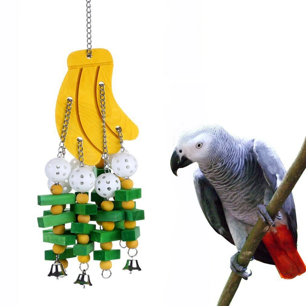 

Pet Parrot Chew Toy For Bird Macaw African Greys Cockatoo Hanging Chewing Swings Cage Toy Wooden Pet Bite Toy Bird Supplies