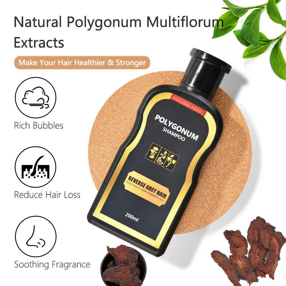 

200ml 5 Minutes Fast Hair Dye Darkening Shampoo Gray White Hair Dye Permanent Black Reverse Natural Polygonum Shampoo For Women