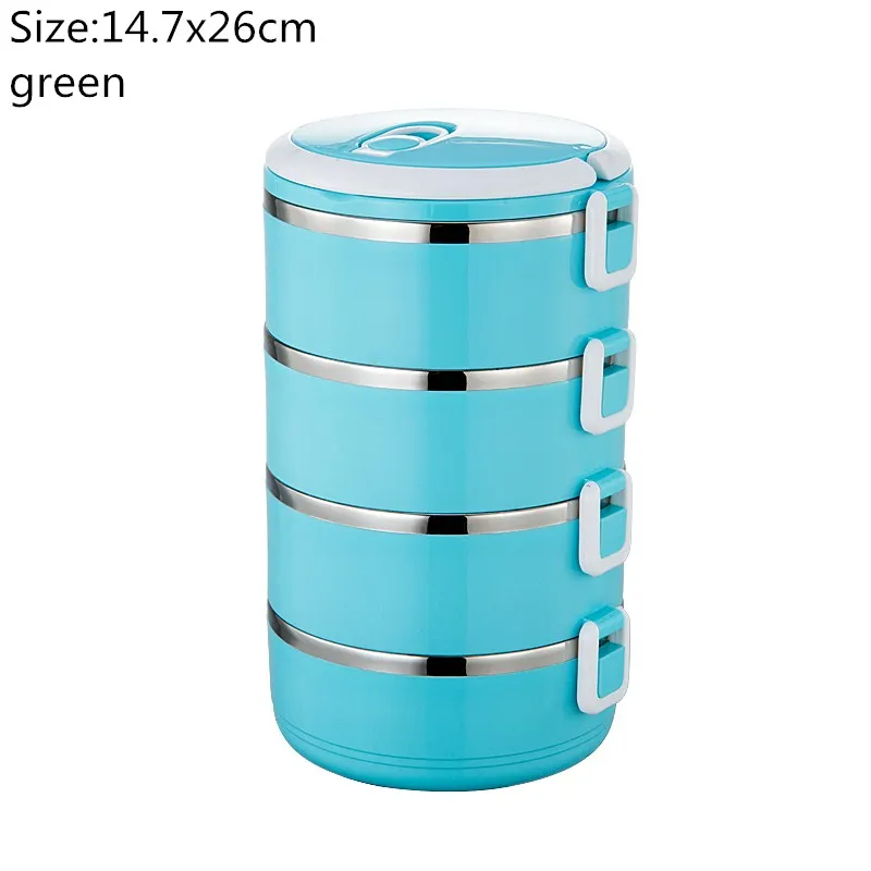 blue 4 layers Hoomall герметичный Ланч-бокс из нержавеющей стали для детей, студенческий термос-контейнер для еды с подогревом, органайзер, бэнто-бокс для еды с подогревом - Цвет: blue 4 layers