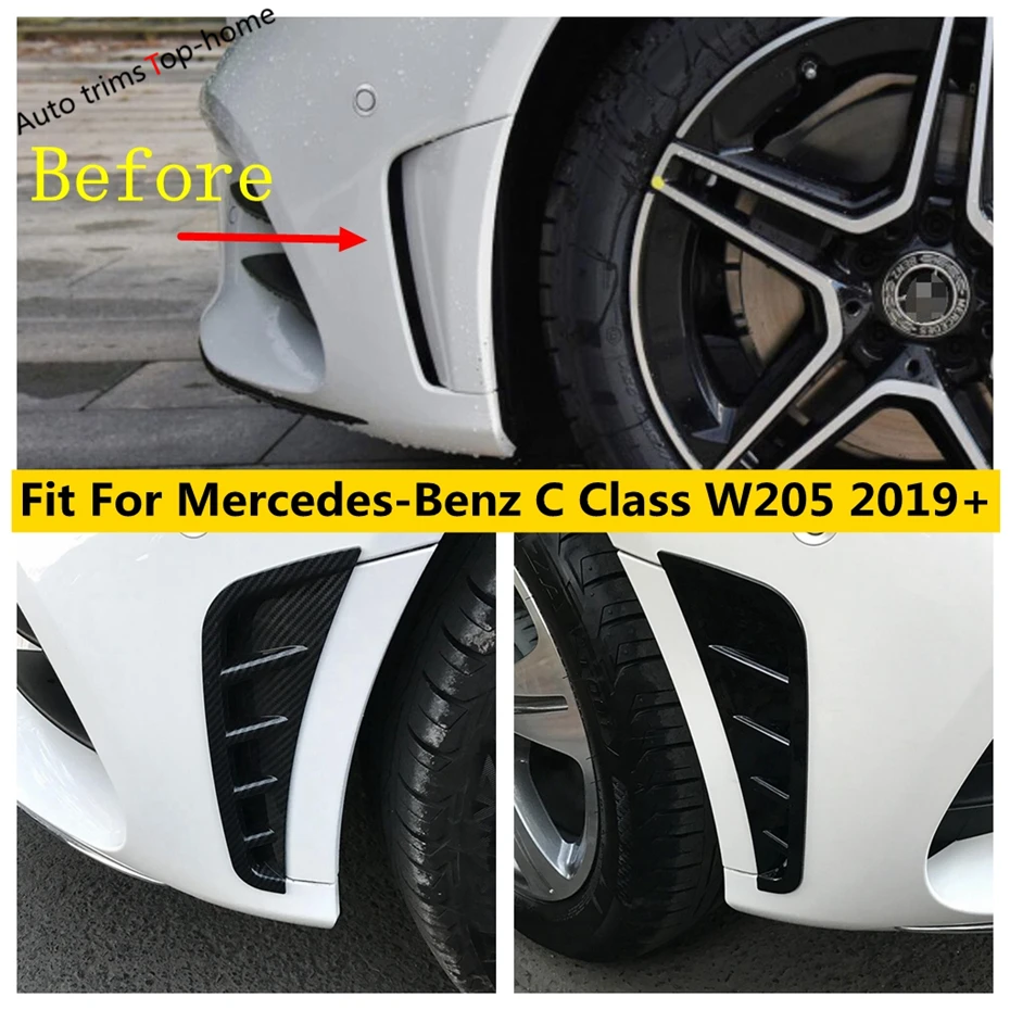 

For Mercedes-Benz C Class W205 2019 - 2021 Front Bumper Side Fender Air AC Vent Spoiler Cover Trim Carbon Fiber Look Accessories