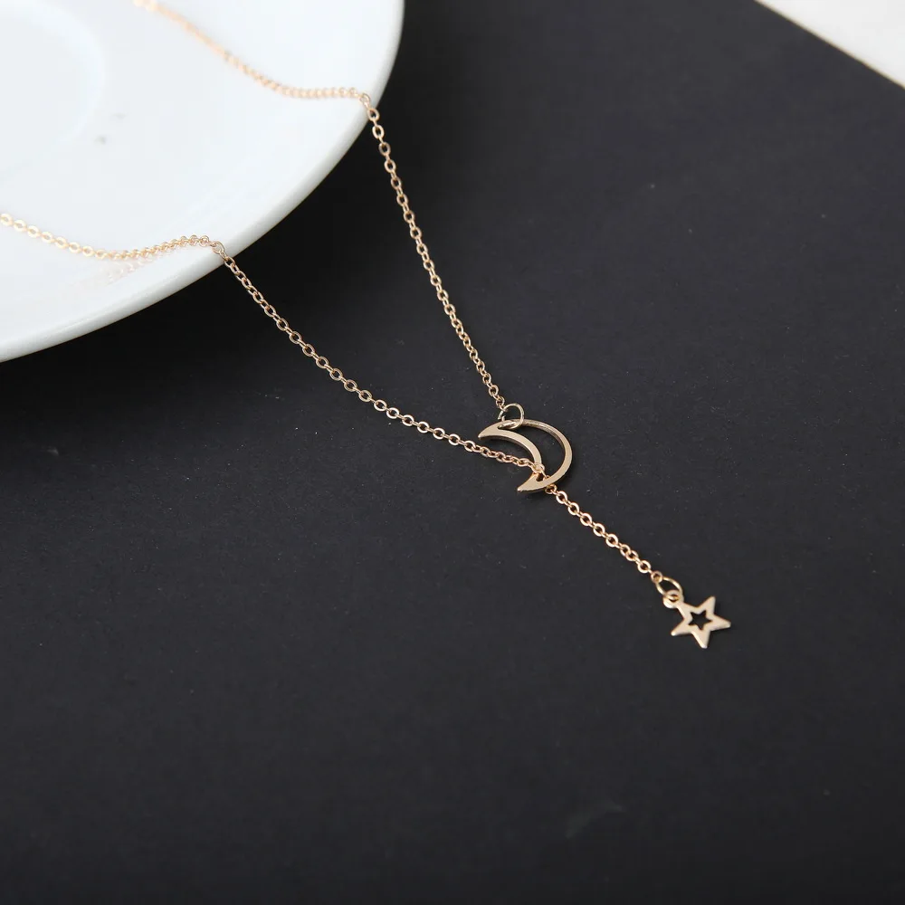 

Stars Moon Necklace for Women 2021 Fashion Aesthetic Collar Accessories Stainless Steel Jewelry Clavicle Chain Wholesale Gift