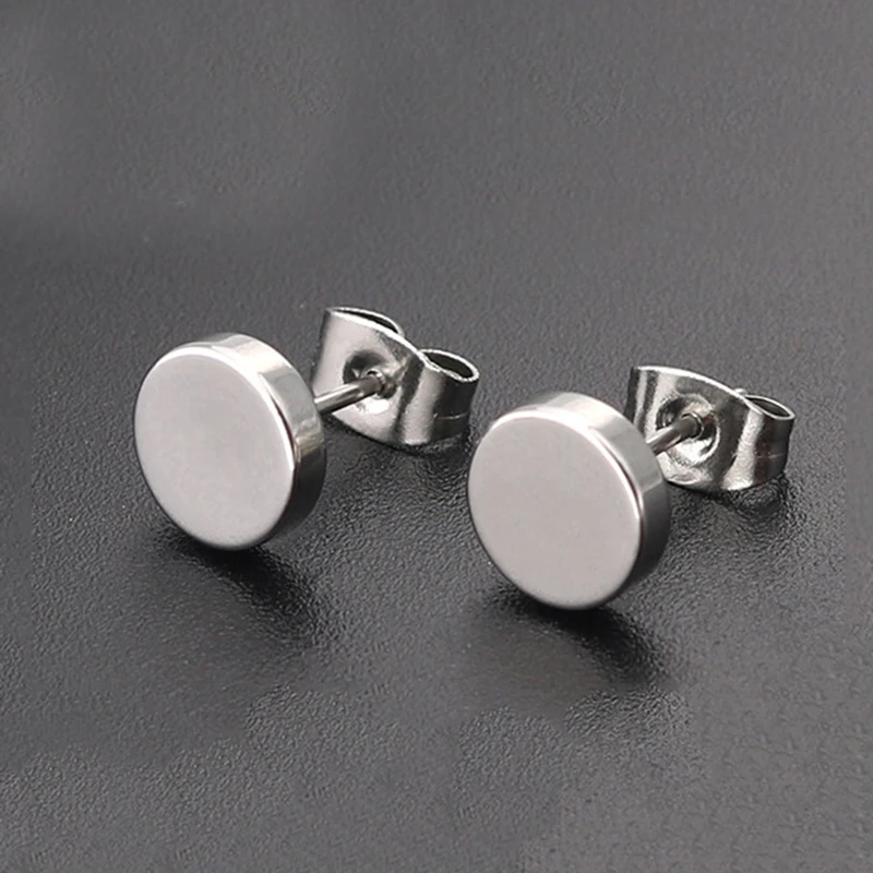 Женские круглые серьги-гвоздики из нержавеющей стали в стиле панк простые