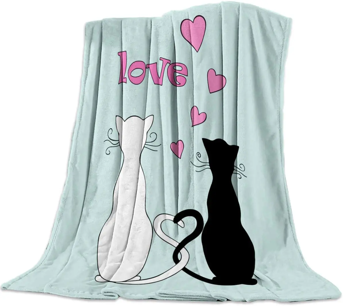 

Twin Flannel Fleece Blanket for Kids Adults Soft to Touch Bed Throw-Blankets,Cute Cat Black and White Animal Pattern
