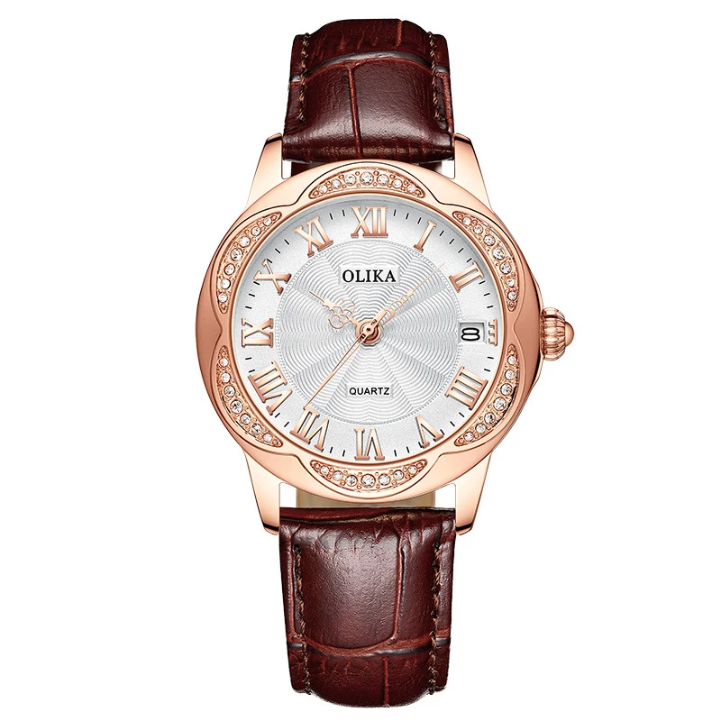 OLIKA Automatic Mechanical Corium Strap Women's Wristwatch Fashion Dermis Hollow-carved  Waterproof Watches Women Calendar enlarge