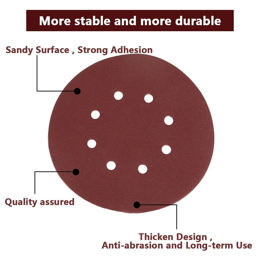 

10PCS 5Inch 125mm Round Sandpaper 8Holes Hook Loop Sand Disc 40-3000grit Aluminum Oxide Grain Sandpapers High Quality Sandpapers