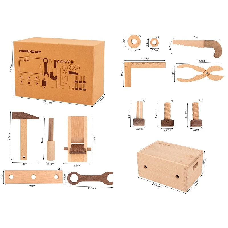 

Wooden Montessori Nut Screw Tooling DIY Kit Toys For Boys Multifunctional Repair Tool Set Hands-on Assembly Kid Simulation Toy