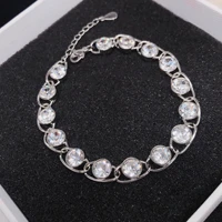 elegant round cut cz zircon charming bracelets chain silver color fashion wedding friendship jewelry hand accessories 2022 hot