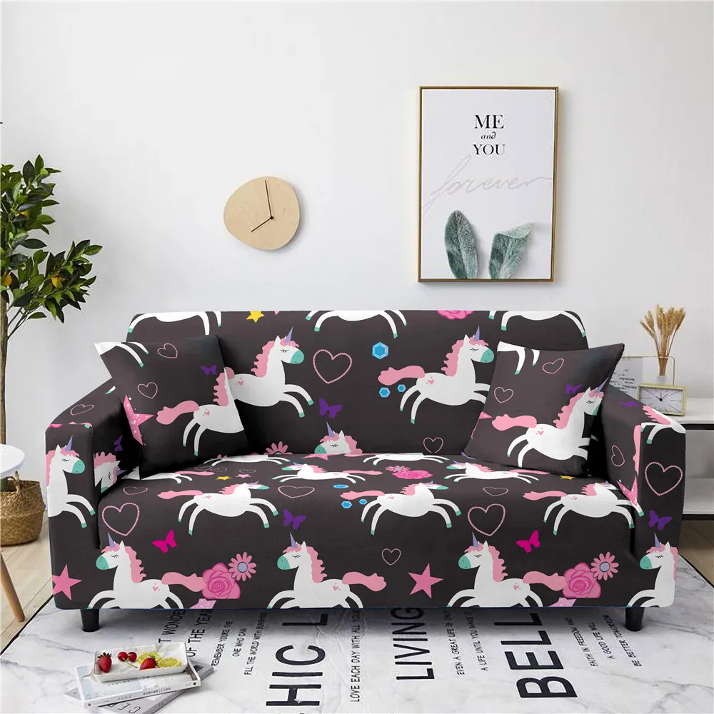 Растягивающиеся Чехлы для дивана с единорогом полноразмерный чехол гостиной