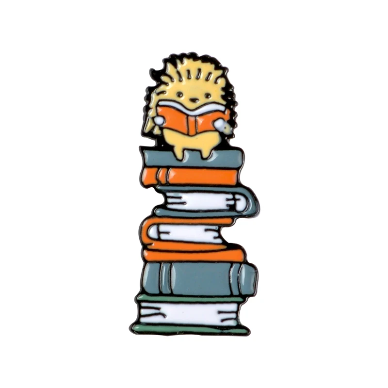 Эмаль для любителей ежика, булавки, книги, подарок, любовь, пазлы, брошь, сумка, одежда, Нагрудный значок, забавная бижутерия для животных, подарок детям, друзьям - Окраска металла: style2