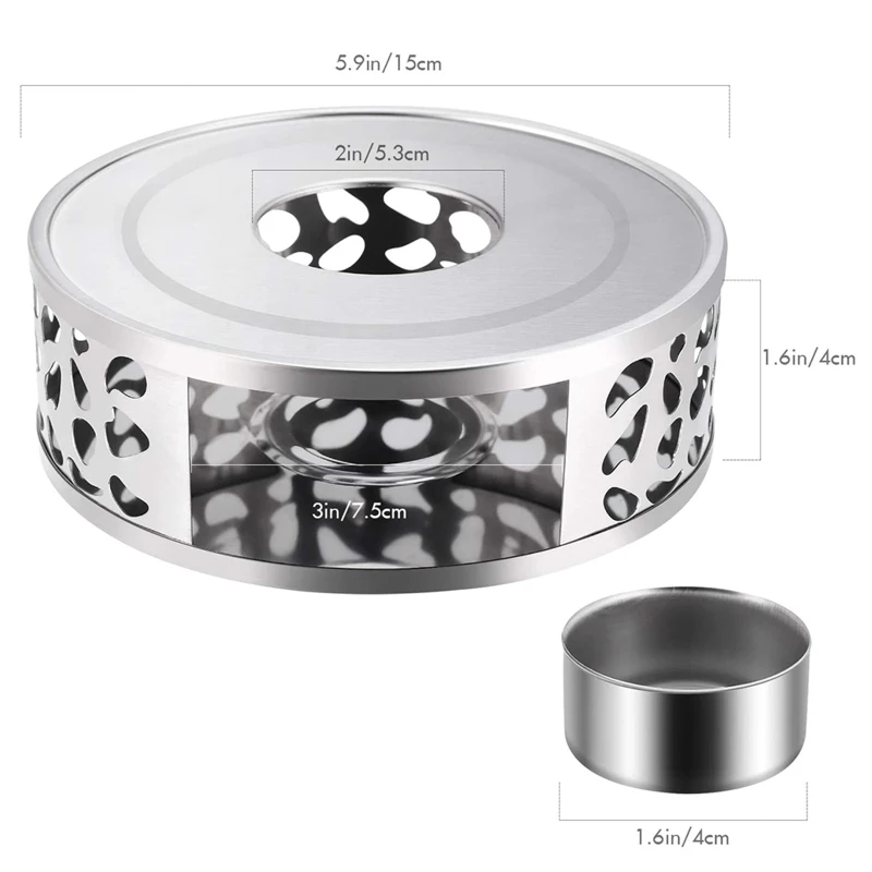 

Heating Base Coffee Tea Drink Warmer Durable Stainless Steel Tea Pot Warmer Tea Candle Holder Teapot Trivets Holder