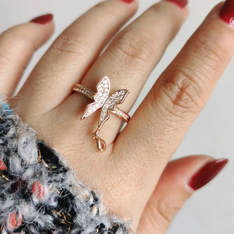 SINLEERY очаровательные кольца на палец в виде животного бабочки цвета розового