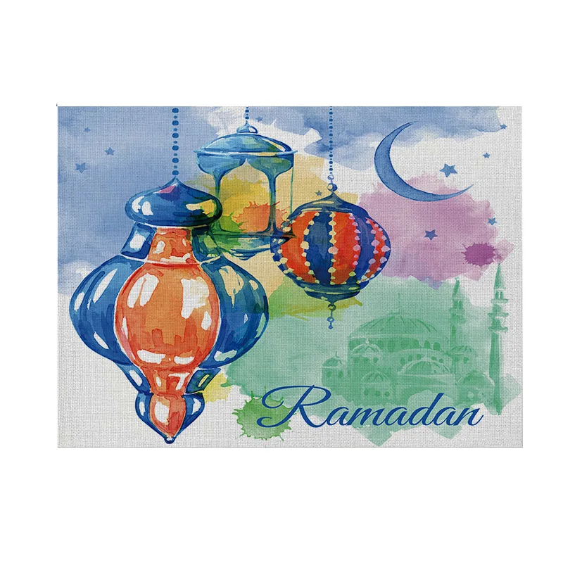 ИД Мубарак Рамадан Полотна салфетки лунный свет принт кафе творческие подставки