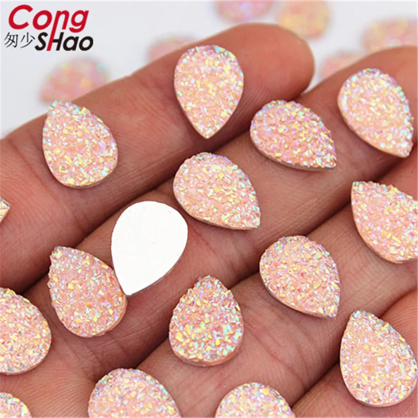 100pcs10*14 мм Bling AB цвета выпуклая минеральная поверхность кристальная Смола Стразы