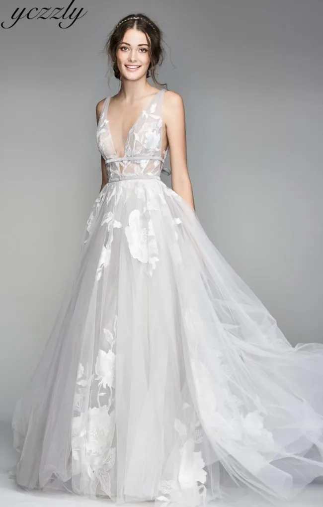 Романтический с треугольным вырезом открытой спиной Длинные бальные пляжные