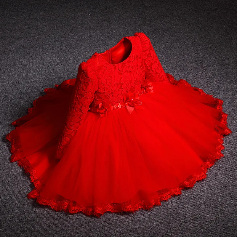 Girl princess dress 1 year baby baptism banquet clothes girls spring and autumn long sleeve lace new party kids | Детская одежда и