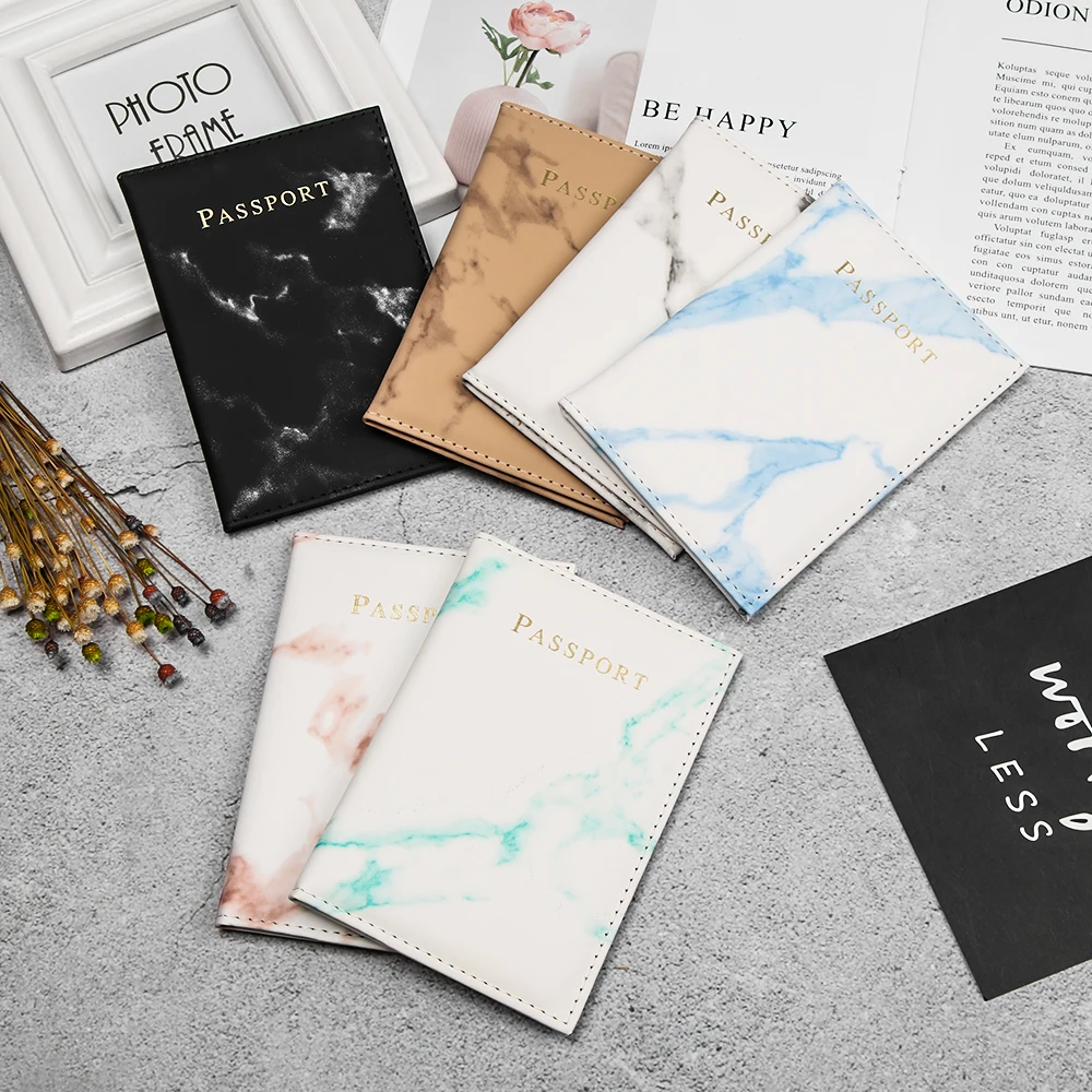NEW Marble Pattern Passport Cover Women PU Leather Women Travel Passport Holder Designer Covers on The Passport Storage Bag