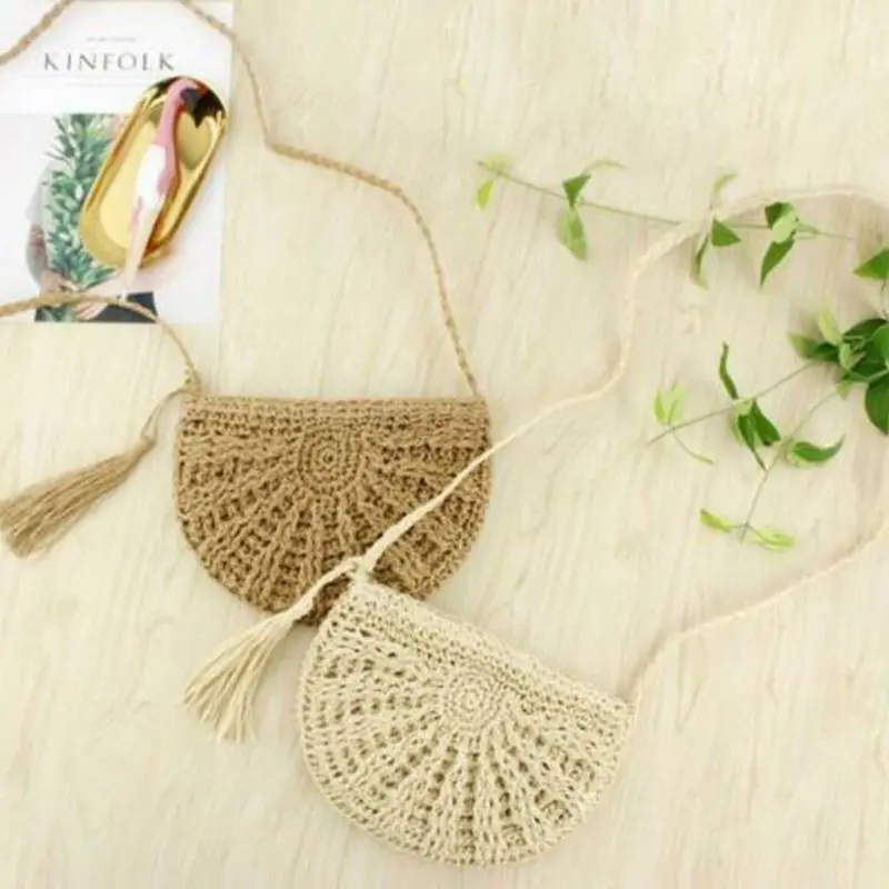 Модные сумки женская Соломенная Сумка плетеная лоза сумочка из ротанга пляжная