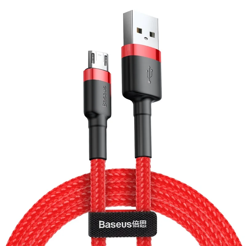 Red Baseus 2.4A Micro USB кабель для быстрой зарядки USB кабель для передачи данных для samsung S7 Xiaomi Redmi Note 5 8 все микро-usb для устройств на аndroid зарядный провод кабель micro usb зарядное устройство for Micro - Цвет: Red