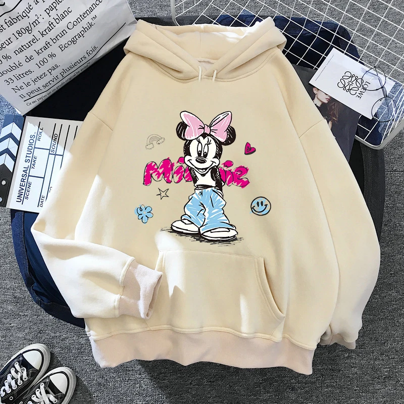 

Mickey Minnie Mouse Hoodies Kawaii Cute Disney Clothes Women Cartoons Harajuku Funny Hoodie Sweatshirts Pullover Warm Femme Tops