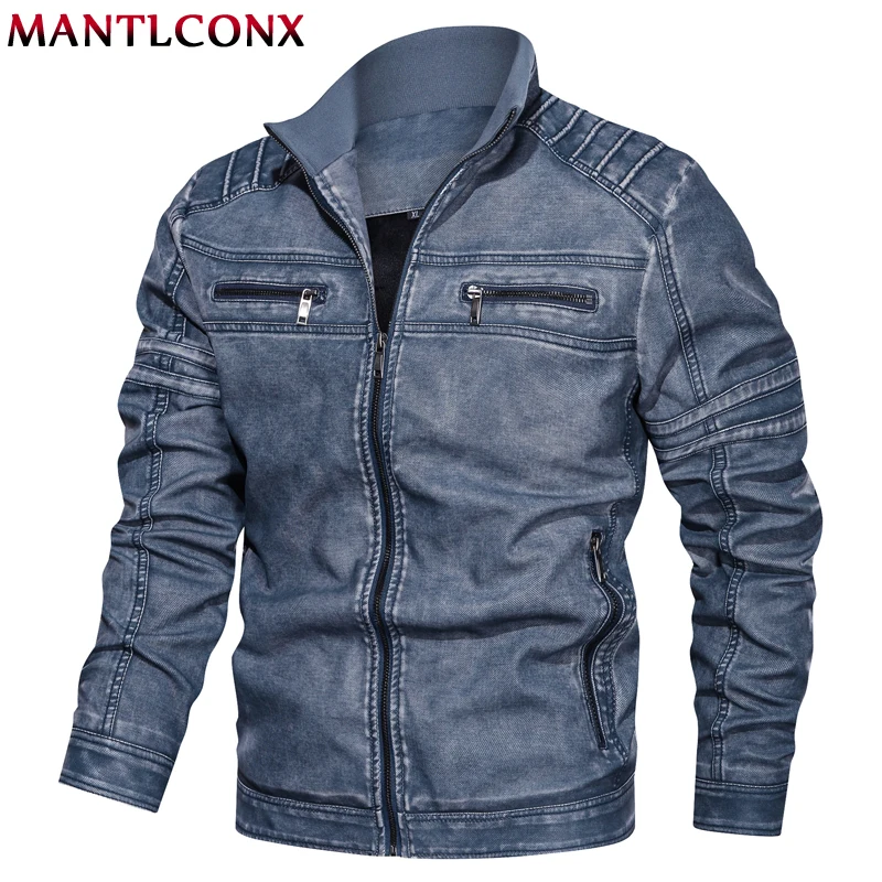 MANTLCONX, зимние утепленные флисовые модные мотоциклетные кожаные куртки, мужское кожаное пальто, повседневные мужские пальто на молнии, мужская верхняя одежда