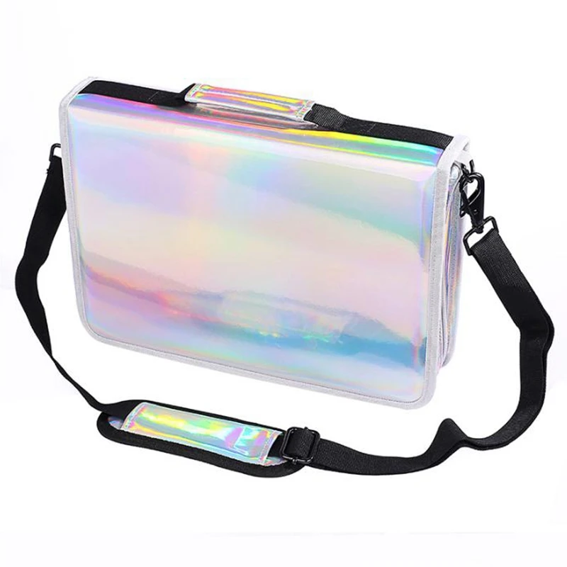 Креативный серебристый пенал из искусственной кожи 160 отверстий большой