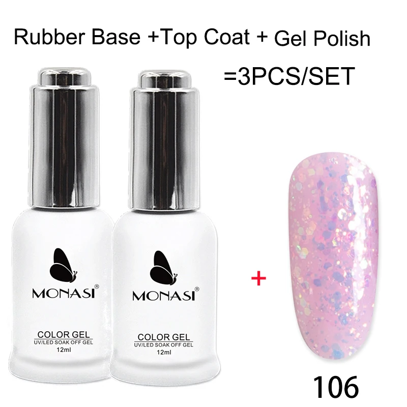 Гель лак MONASI УФ для базового и топового покрытия липкий слой удаляемый