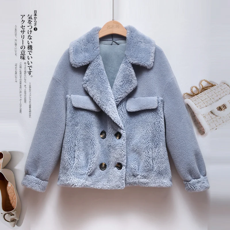 

Real Fur Coat Women Short Winter Coat Women Sheep Shearing Real Sheep Fur Jacket Abrigos Mujer Invierno 2020 FW19DAW9107 YY647