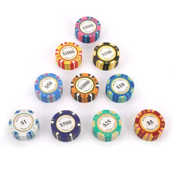 5pcs Ceramic Poker Chips Set Clay Casino Coins 40mm Coin Poker Chips Entertainment Dollar Coins 2