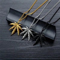 hemp leaf maple leaf pendant necklaces hip hop style leaves charm necklace for men woman fashion jewelry gifts