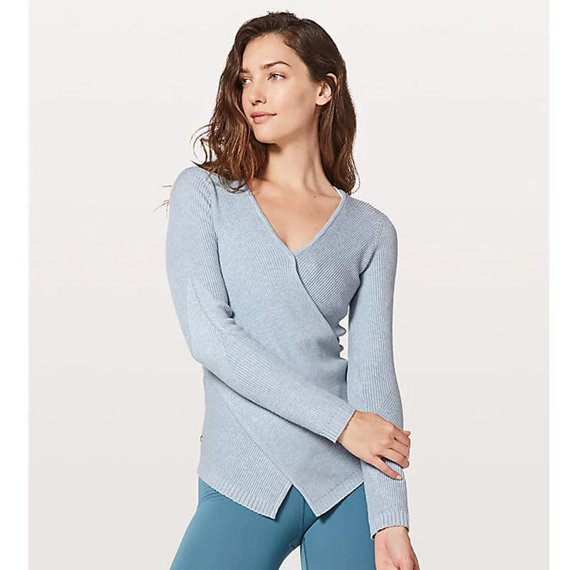 

Women Long Sleeves Yoga Crop Top Ribbed Female Breathable Sport T Shirt Workout Fitness shirt Gym Lulu Running Sweater clothes