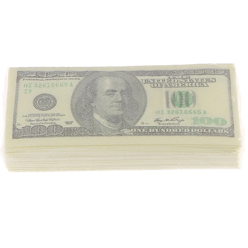 Высокое качество 10 шт./партия креативные забавные 100 долларов бумажные салфетки с