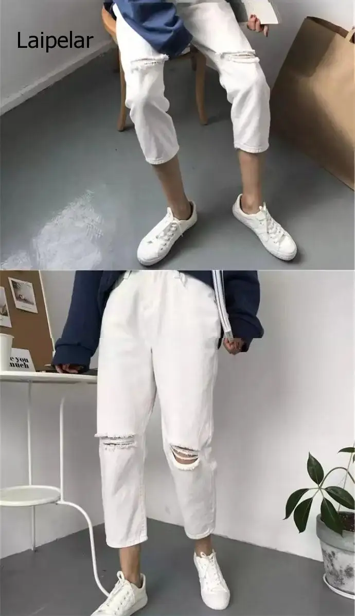 

Women Spring Summer Trendy Simple Korean Style All-match Solid Hole Soft High Waist Streetwear Womens Trousers Chic Casual