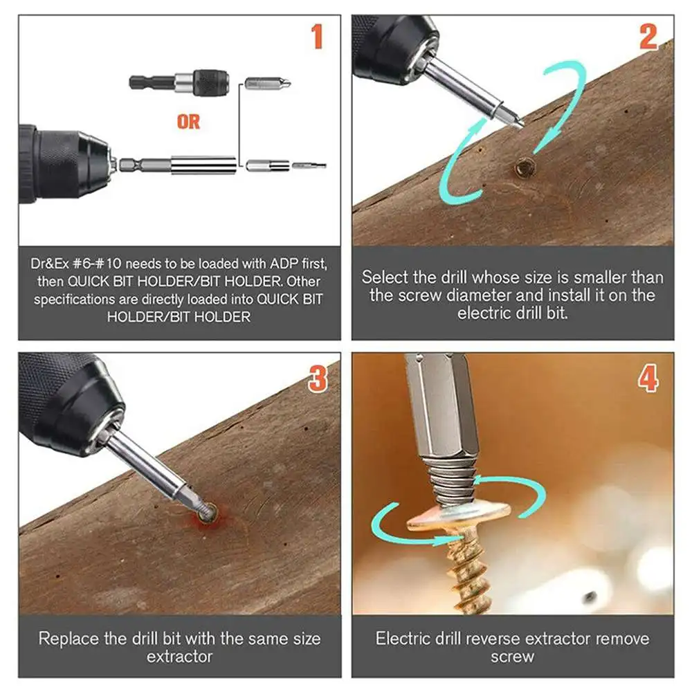 

22/33pcs Damaged Stripped Screw Extractor Drill Bits Broken Remover Bolt Tool Set Hot Sale Drill Bit