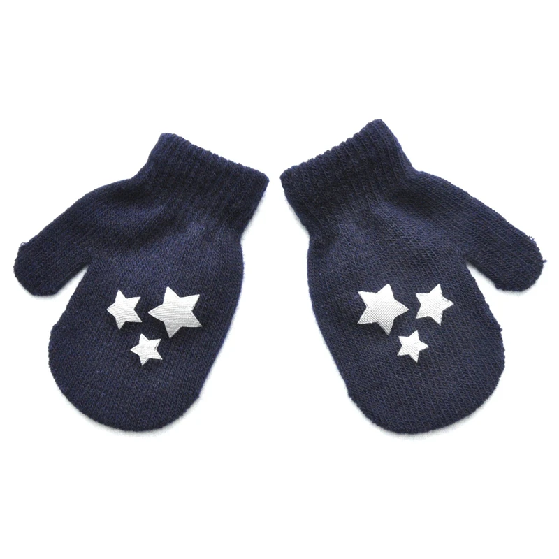

1 Pair Cute Dot Star Heart Pattern Mittens Boys Girls Soft Knitting Warm Gloves For Children Kids