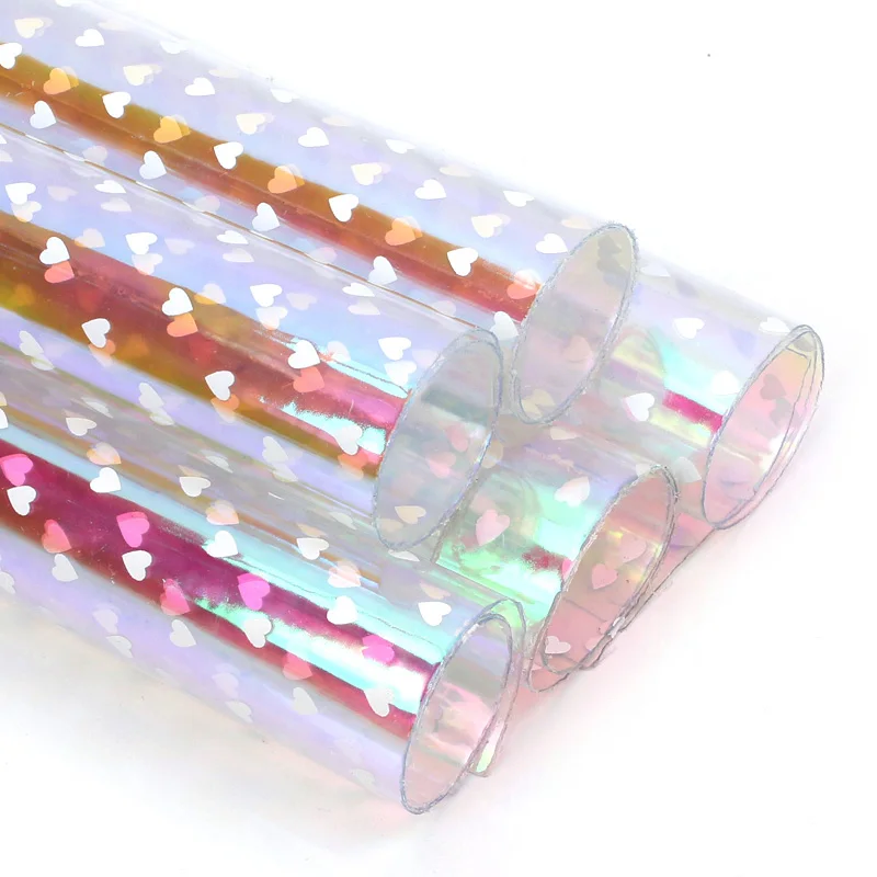 

AHB 22*30cm 1pc Transparent PVC Synthetic Leather Fabric Heart Love Printed Sheet DIY Hairbow Handmade Shoe Apparel Bag Material