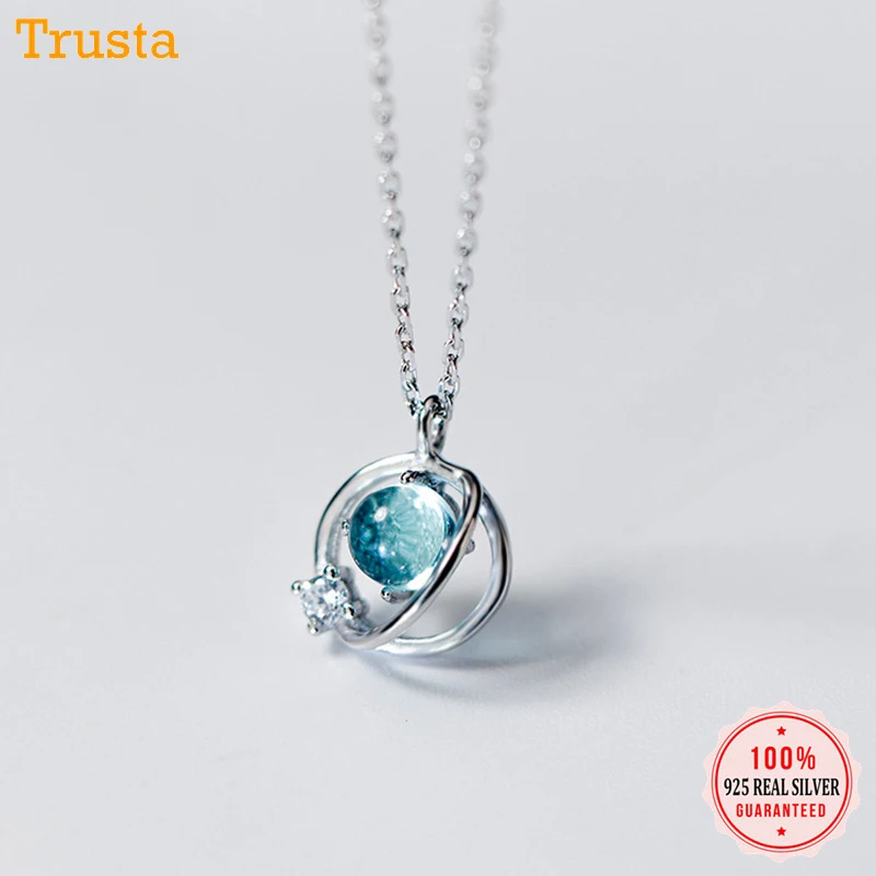 Trustdavis 100% 925 пробы серебряные ювелирные изделия Вселенная планета камень кулон