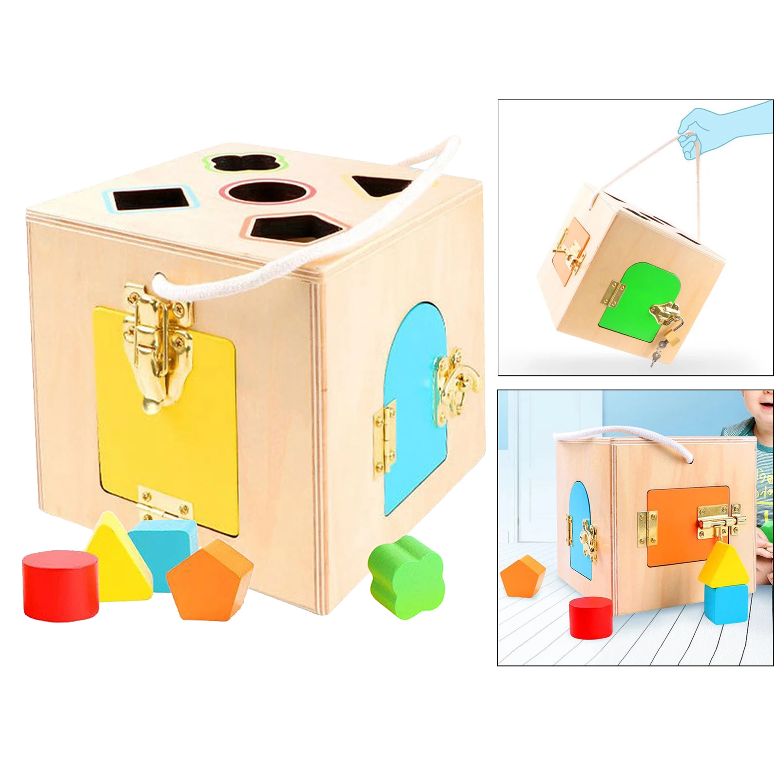 

Montessori Lock Box Toy Practical Life Skill Early Learning Toy for Children Age 3+