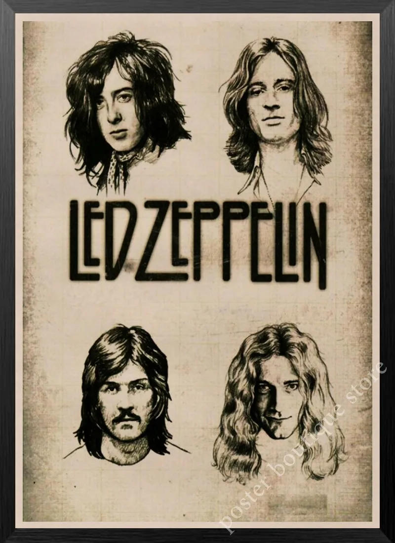 Светодиодный плакат Zeppelin Rock Music, Jimmy Page, rober Plant, винтажный домашний декор, настенные наклейки, 9 процентов/5