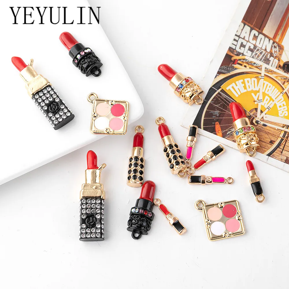 10 шт./упак. Смешанная эмаль тени для век губная помада медальон подвеска женщин