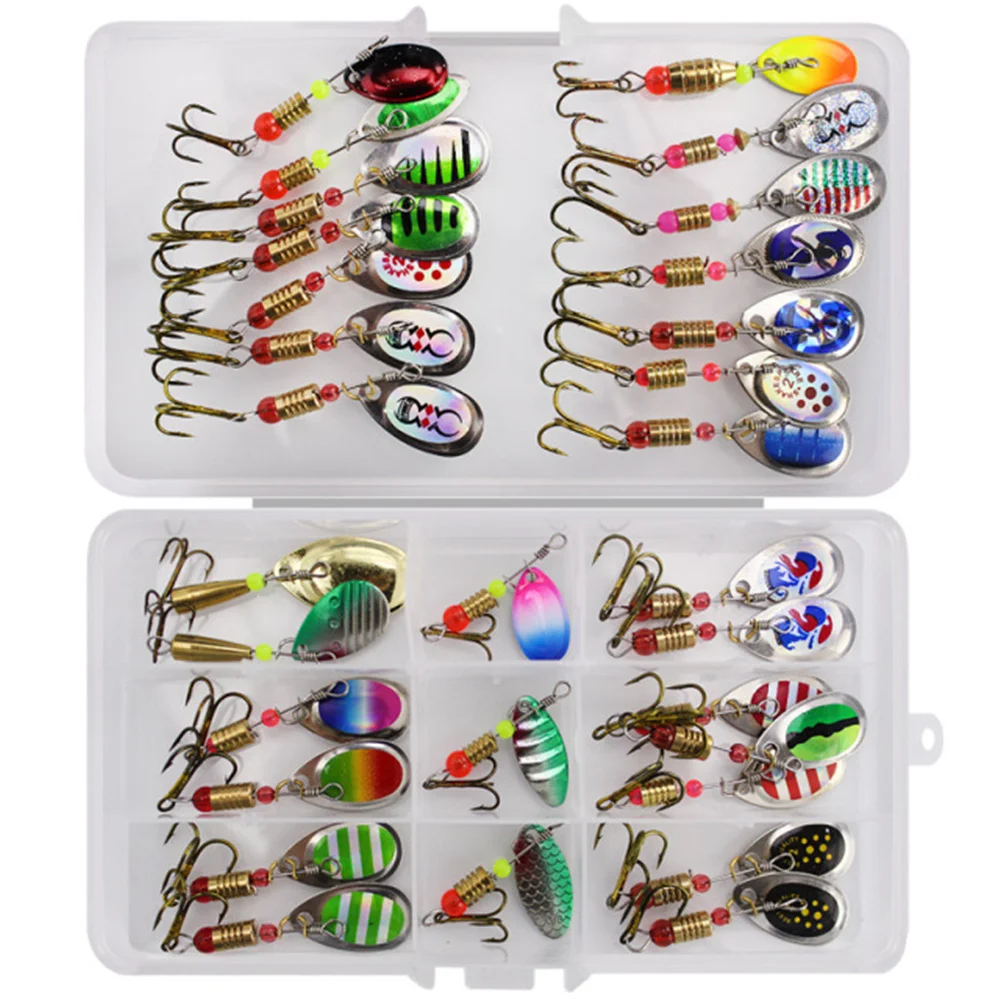 

10Pcs/30pcs Multiple Types Metal Spoon Fishing Lure Kit Set Rotating Sequins Hard Baits with Box For Carp Fishing Tackle Pesca