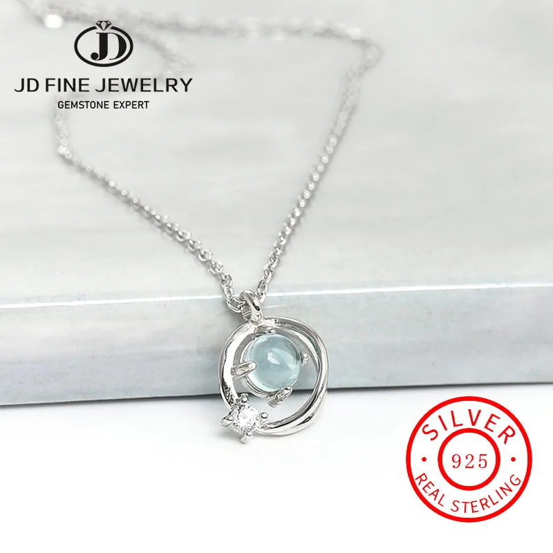 Женское Ожерелье Подвеска из серебра 925 пробы с голубыми кристаллами|Подвески| |